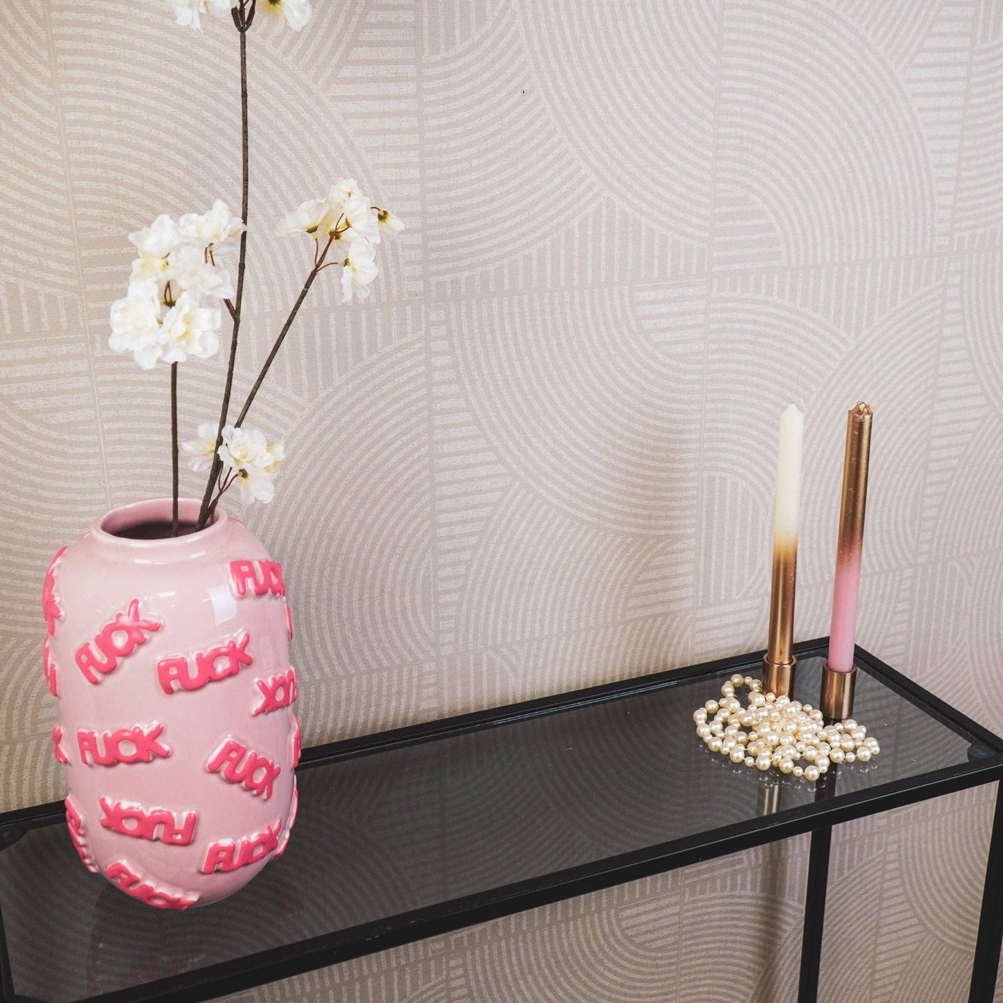 Vase - 'FUCK' - Ceramics  - Pink  - 17x17x27cm