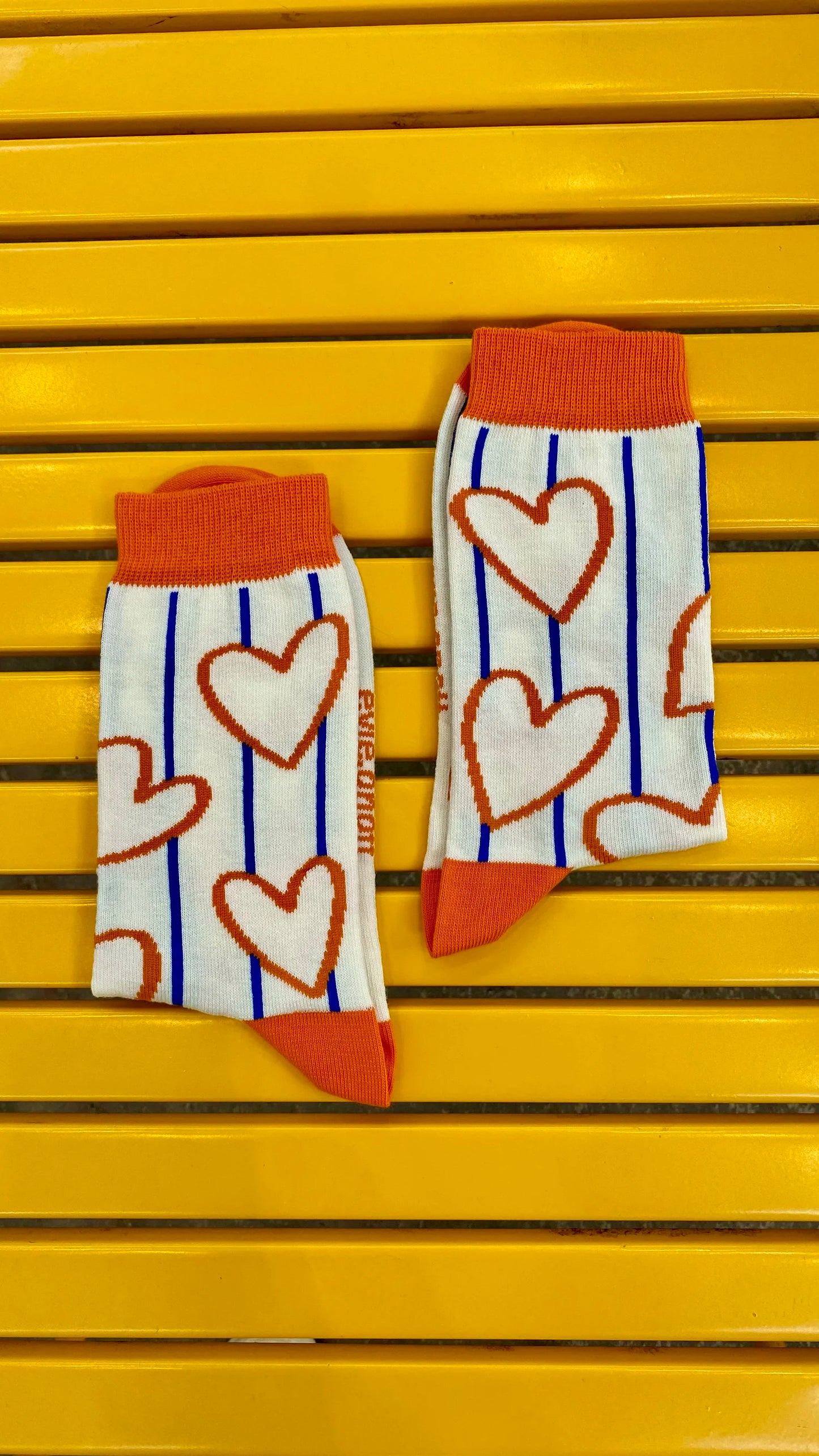 "Love Steps"- Premium Socks-Orange/ Blue