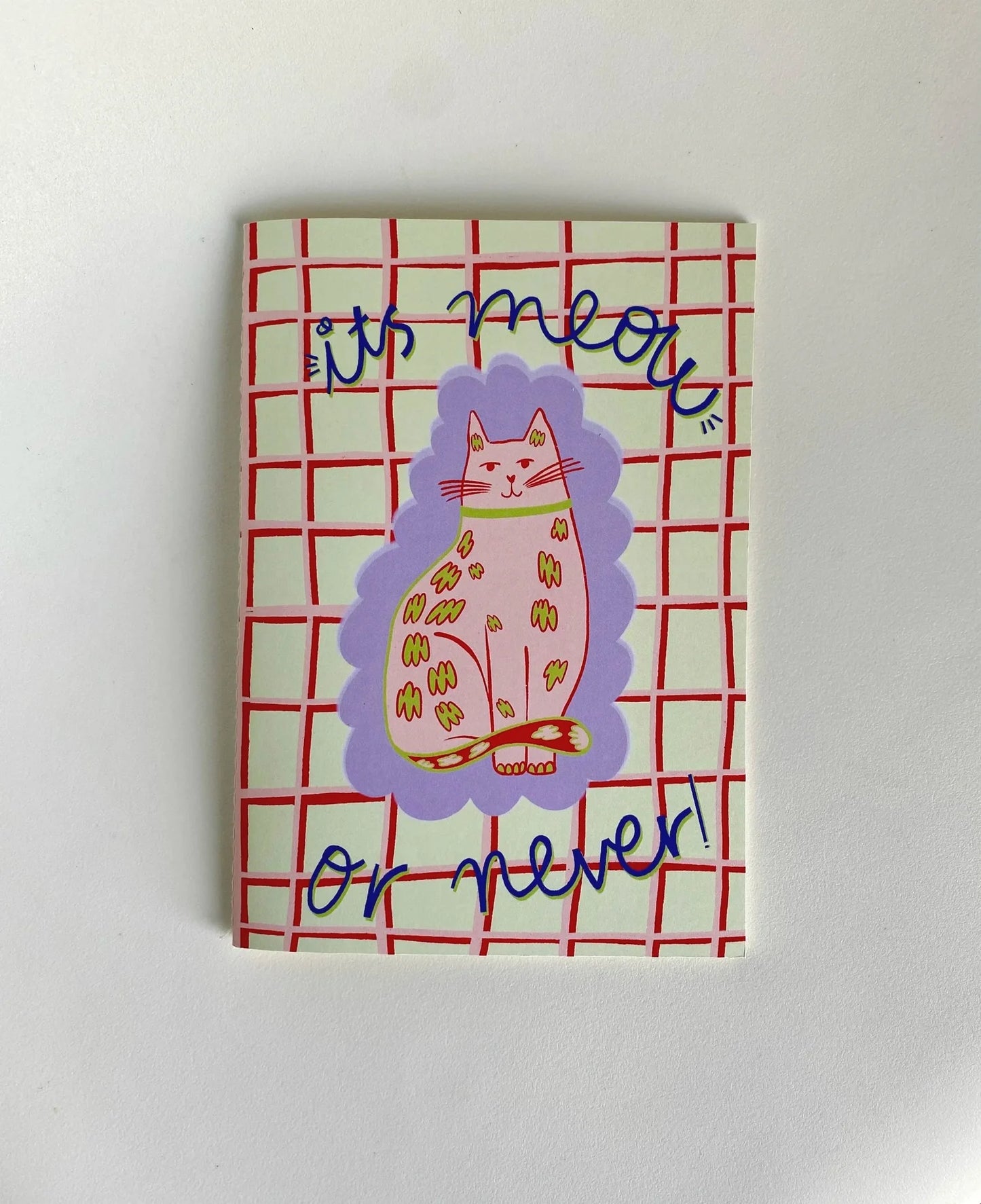 “It’s Meow or Never” — Handmade Illustrated Notebook