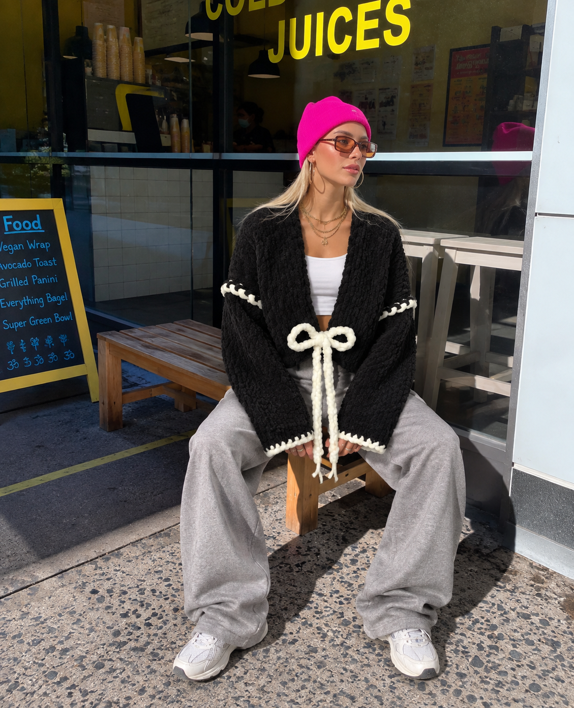 HUGGY Black Crop Cardigan