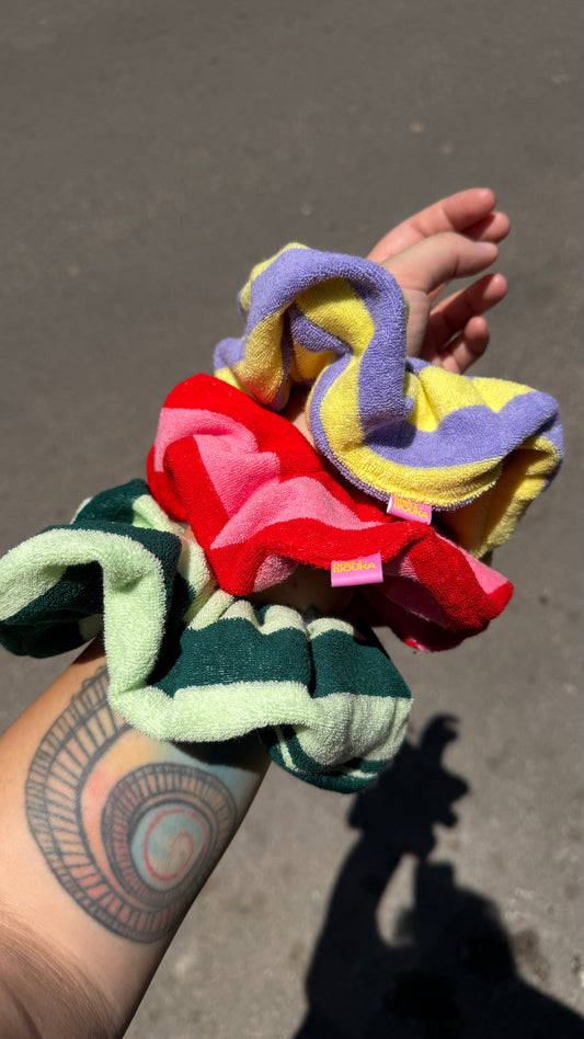 Striped Towel Scrunchies