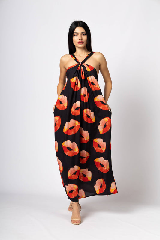 FG-442  Front X-Strap Open-Back Summer Dress
