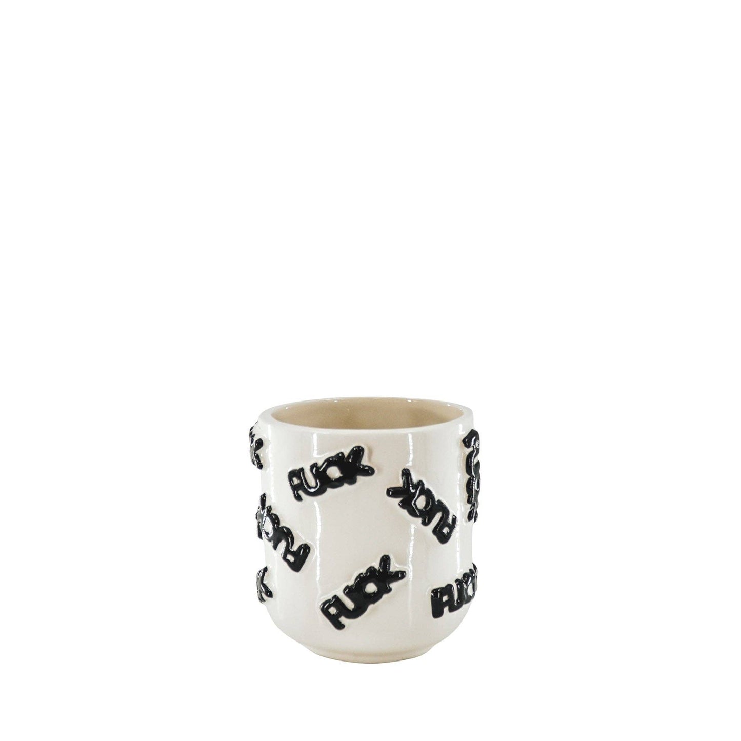 Pot - 'FUCK' - Ceramics - White/Black -11x11x11,5cm